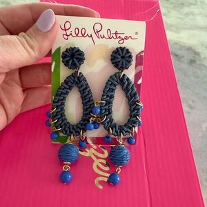 Lilly Pulitzer Raffia Earrings in Alba Blue